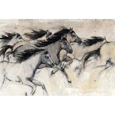 Horses in Motion I Gold Ornate Wood Framed Art Print with Double Matting by OToole, Tim