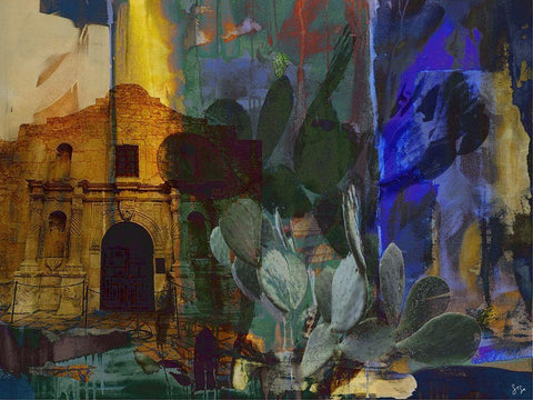 36x48 San Antonio Collage (ASH) White Modern Wood Framed Art Print with Double Matting by Jasper, Sisa