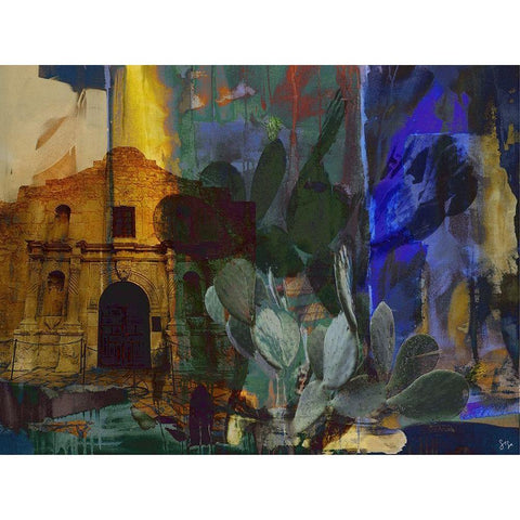 36x48 San Antonio Collage (ASH) Gold Ornate Wood Framed Art Print with Double Matting by Jasper, Sisa