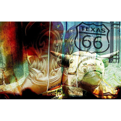 36x56 Boots and Route (ASH) Gold Ornate Wood Framed Art Print with Double Matting by Jasper, Sisa