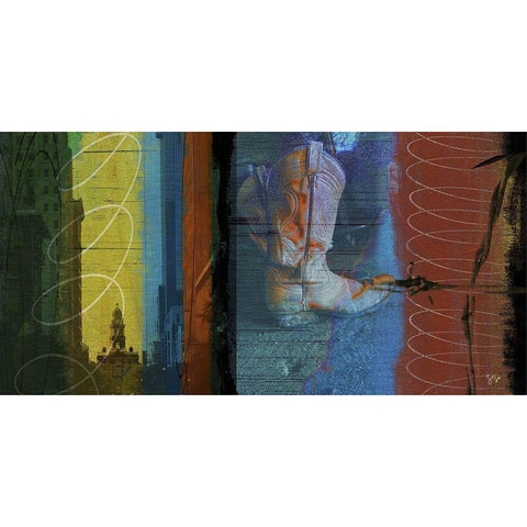 36x72 Boot Collage (ASH) Black Modern Wood Framed Art Print with Double Matting by Jasper, Sisa