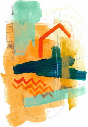 Fringe Aspect V White Modern Wood Framed Art Print with Double Matting by Vess, June Erica