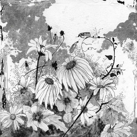 Izas Garden I Black Modern Wood Framed Art Print with Double Matting by Blixt, Ingrid