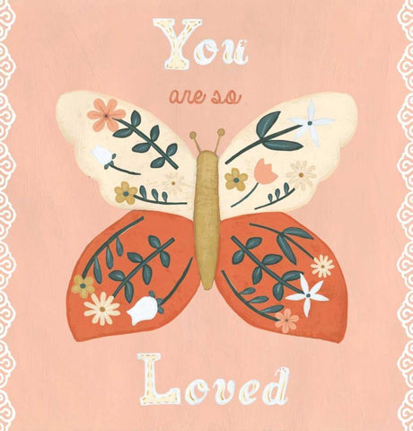 Folk Butterfly I White Modern Wood Framed Art Print with Double Matting by Vess, June Erica