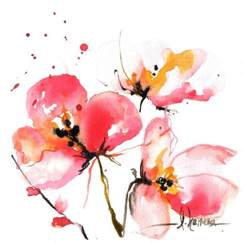 Blooms Hermanas IV White Modern Wood Framed Art Print by Herrera, Leticia
