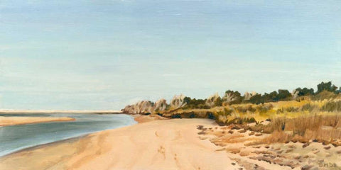 The Sound Shoreline I White Modern Wood Framed Art Print with Double Matting by Dianne Miller