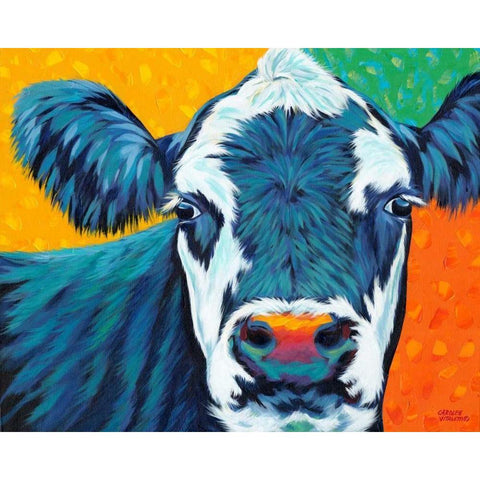 Colorful Country Cows I White Modern Wood Framed Art Print by Vitaletti, Carolee