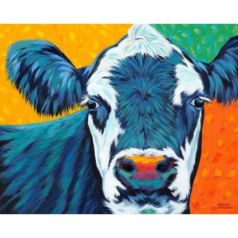 Colorful Country Cows I Black Modern Wood Framed Art Print by Vitaletti, Carolee