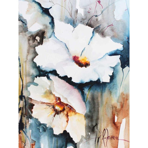 Blooms Aquas II Gold Ornate Wood Framed Art Print with Double Matting by Leticia Herrera