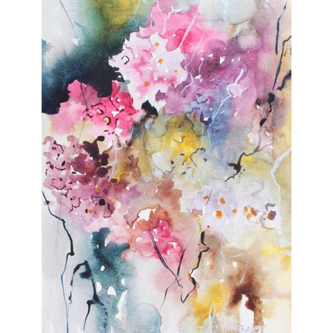 Blooms Aquas III Black Modern Wood Framed Art Print with Double Matting by Herrera, Leticia