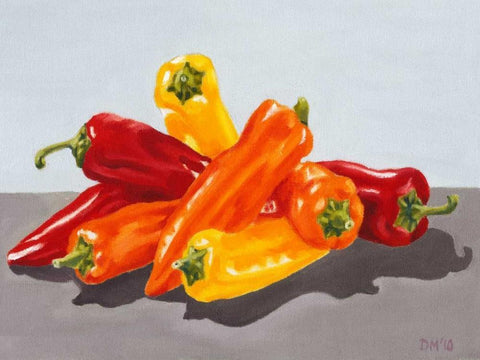 Pepper Collection I Black Ornate Wood Framed Art Print with Double Matting by Miller, Dianne