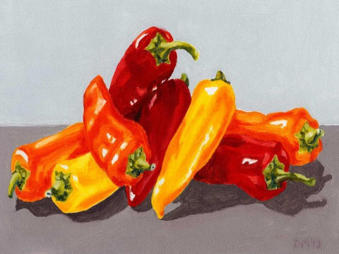 Pepper Collection II Black Ornate Wood Framed Art Print with Double Matting by Miller, Dianne