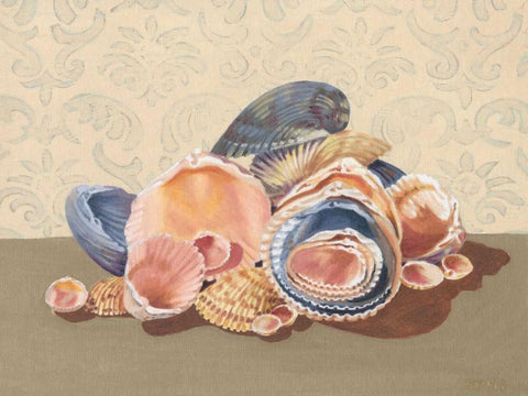 Shell Collection I Black Ornate Wood Framed Art Print with Double Matting by Miller, Dianne