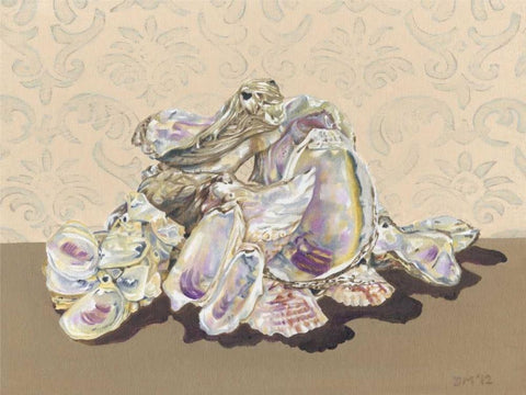 Shell Collection II Black Ornate Wood Framed Art Print with Double Matting by Miller, Dianne