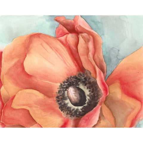 Watercolor Poppy I Gold Ornate Wood Framed Art Print with Double Matting by Meagher, Megan