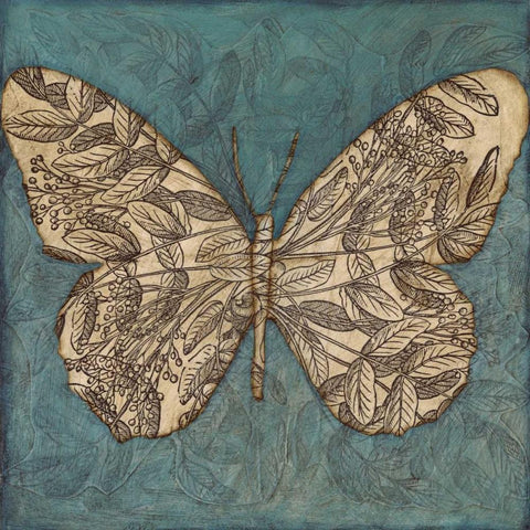 Collage Butterfly I White Modern Wood Framed Art Print with Double Matting by Meagher, Megan