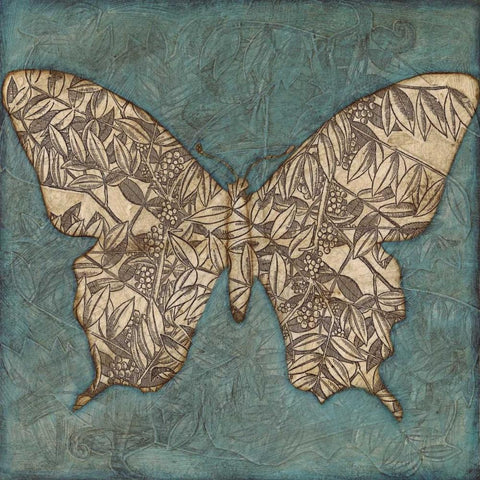 Collage Butterfly II Gold Ornate Wood Framed Art Print with Double Matting by Meagher, Megan