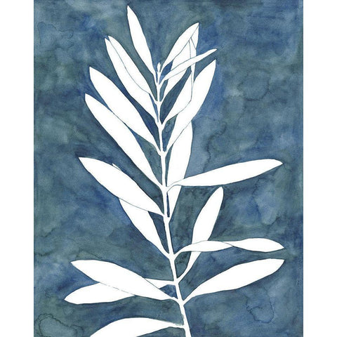 Indigo Leaves I Black Modern Wood Framed Art Print with Double Matting by Meagher, Megan