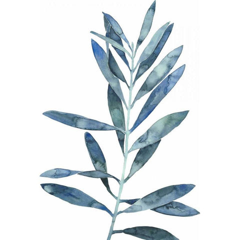 Indigo Leaves II Gold Ornate Wood Framed Art Print with Double Matting by Meagher, Megan