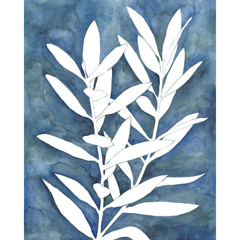 Indigo Leaves IV Black Modern Wood Framed Art Print by Meagher, Megan