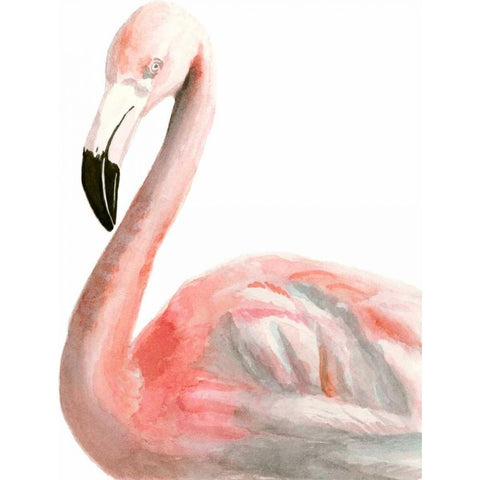 Watercolor Flamingo White Modern Wood Framed Art Print by McCavitt, Naomi