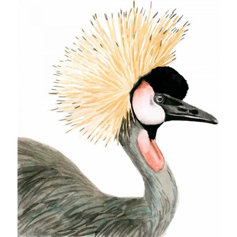 Watercolor Crested Crane White Modern Wood Framed Art Print by McCavitt, Naomi