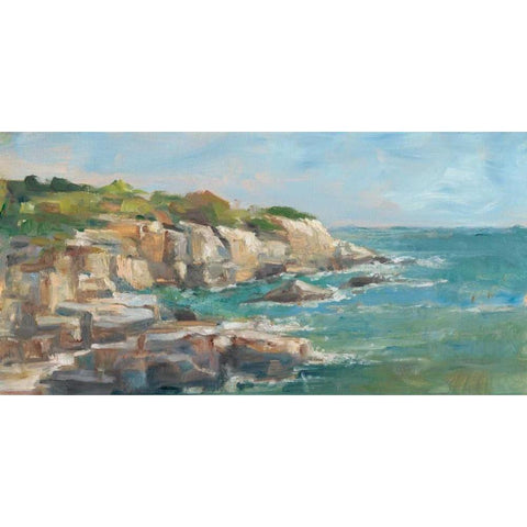 Impasto Ocean View I Black Modern Wood Framed Art Print with Double Matting by Harper, Ethan