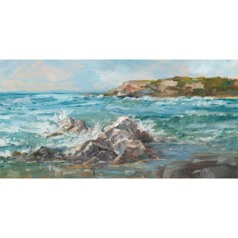 Impasto Ocean View II Black Modern Wood Framed Art Print with Double Matting by Harper, Ethan
