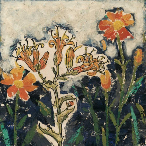 Floral Cutout I White Modern Wood Framed Art Print with Double Matting by Meagher, Megan