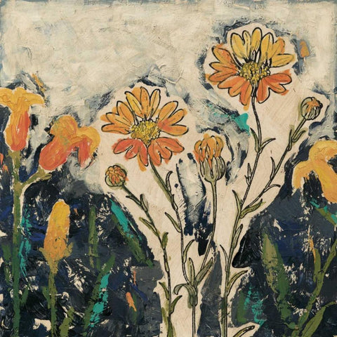 Floral Cutout II White Modern Wood Framed Art Print with Double Matting by Meagher, Megan