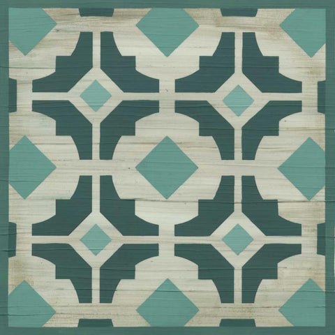 Verdigris Garden Tile III Gold Ornate Wood Framed Art Print with Double Matting by Vess, June Erica