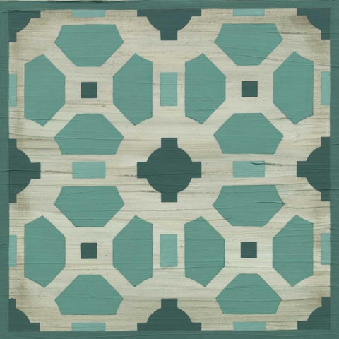 Verdigris Garden Tile IV Black Ornate Wood Framed Art Print with Double Matting by Vess, June Erica