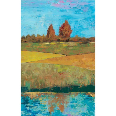 Impressionist Meadow I Gold Ornate Wood Framed Art Print with Double Matting by Altug, Mehmet