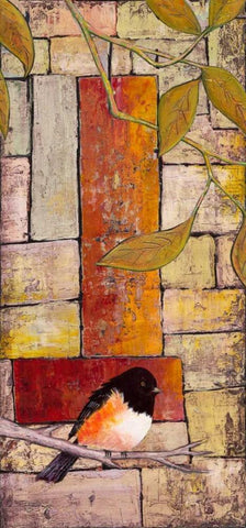 Textured Bird Panel I Black Ornate Wood Framed Art Print with Double Matting by Altug, Mehmet