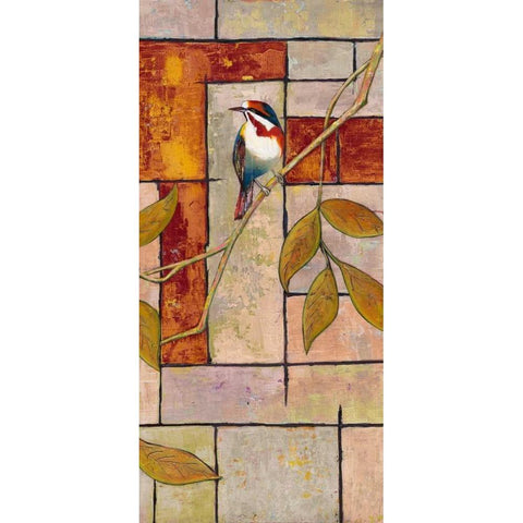 Textured Bird Panel II Black Modern Wood Framed Art Print with Double Matting by Altug, Mehmet