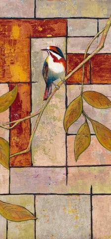 Textured Bird Panel II Black Ornate Wood Framed Art Print with Double Matting by Altug, Mehmet