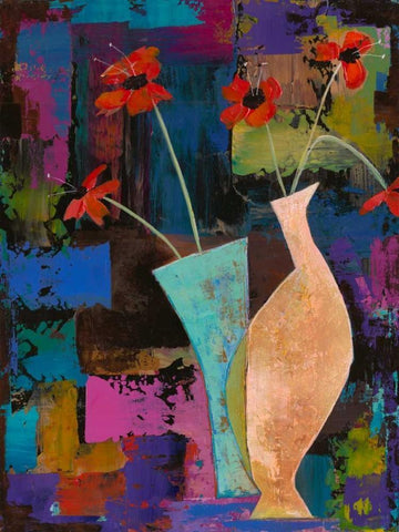Abstract Expressionist Flowers I  Black Ornate Wood Framed Art Print with Double Matting by Altug, Mehmet