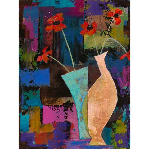 Abstract Expressionist Flowers I  Gold Ornate Wood Framed Art Print with Double Matting by Altug, Mehmet