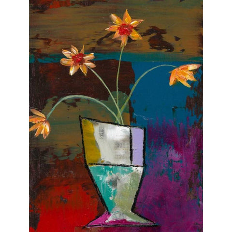 Abstract Expressionist Flowers II Gold Ornate Wood Framed Art Print with Double Matting by Altug, Mehmet
