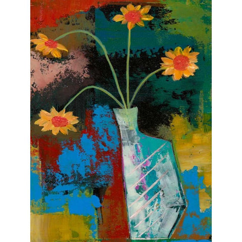 Abstract Expressionist Flowers III Black Modern Wood Framed Art Print by Altug, Mehmet