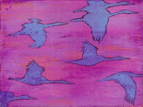 Flying Silhouettes I White Modern Wood Framed Art Print with Double Matting by Altug, Mehmet