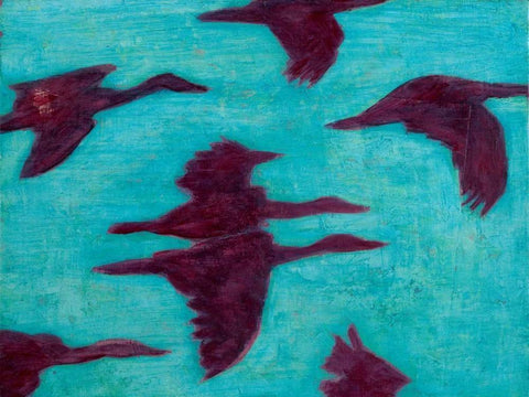 Flying Silhouettes II Black Ornate Wood Framed Art Print with Double Matting by Altug, Mehmet