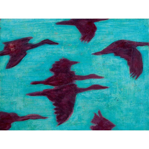 Flying Silhouettes II Black Modern Wood Framed Art Print with Double Matting by Altug, Mehmet