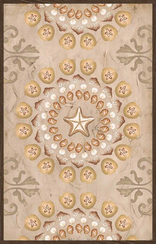 La Mer Medallions V White Modern Wood Framed Art Print with Double Matting by Vess, June Erica