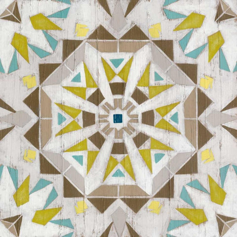 Driftwood Mandala I Gold Ornate Wood Framed Art Print with Double Matting by Vess, June Erica