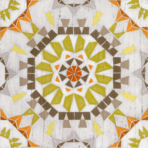 Driftwood Mandala III White Modern Wood Framed Art Print with Double Matting by Vess, June Erica
