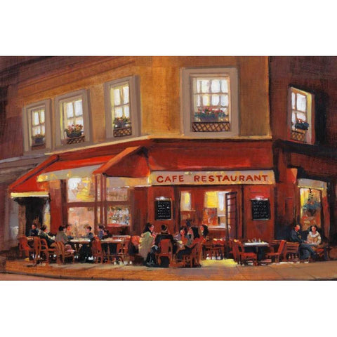 Bistro II White Modern Wood Framed Art Print by OToole, Tim