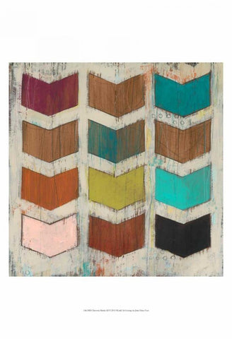 Chevron Matrix III White Modern Wood Framed Art Print with Double Matting by Vess, June Erica