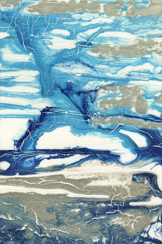 Glacial Stream II White Modern Wood Framed Art Print with Double Matting by Lam, Vanna