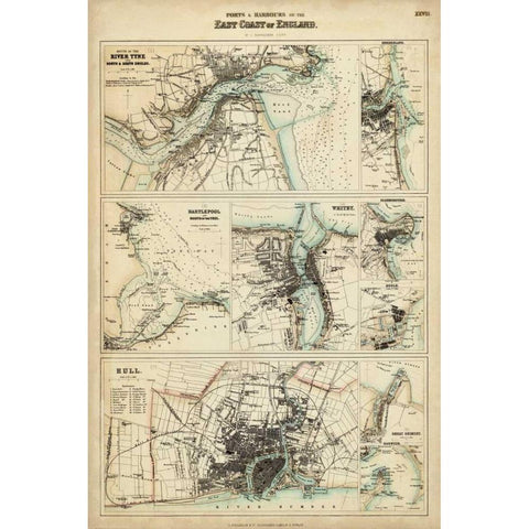 Map of the Coast of England III White Modern Wood Framed Art Print by Unknown